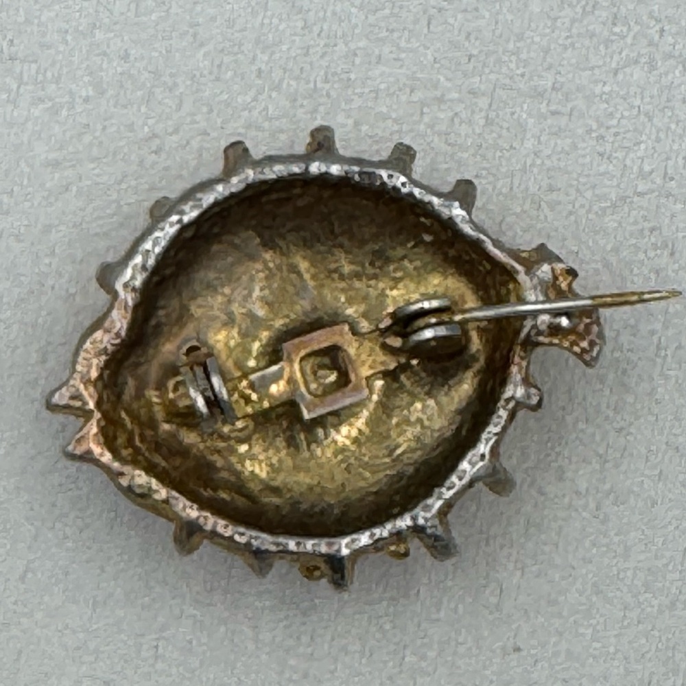 Vintage Castlecliff‎ Puffer Fish Brooch Blue Rhinestone Eye Figural Pin - Picture 4 of 6